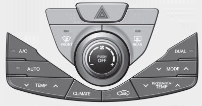 1. Front windshield defroster button