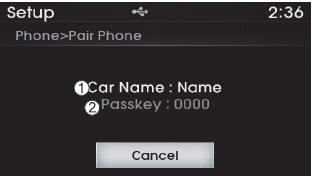 1) Car Name : Name of device as shown when searching from your Bluetooth Wireless