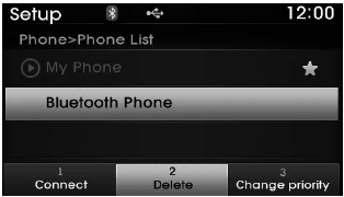 From the paired phone list, select the device you want to delete and select the