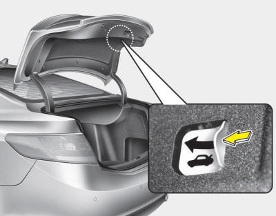 Your vehicle is equipped with an emergency trunk release cable located inside