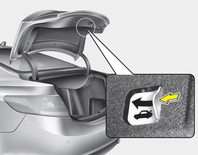 Hyundai Azera Emergency trunk safety release Trunk Features of