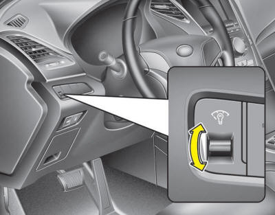 The instrument panel illumination intensity can be adjusted as follows: