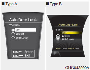 Off - The auto door lock operation will be canceled.