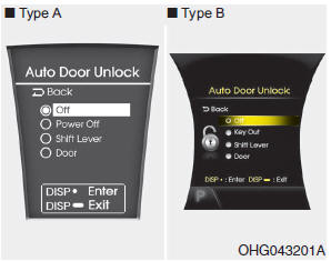 Off - The auto door unlock operation will be canceled.