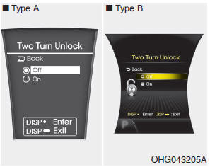 Off - The two turn unlock function will be deactivated. Therefore, all doors