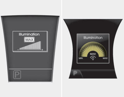 The illumination intensity of the instrument panel is shown when adjusting it
