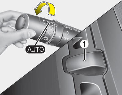 When the light switch is in the AUTO light position, the parking lights and headlights