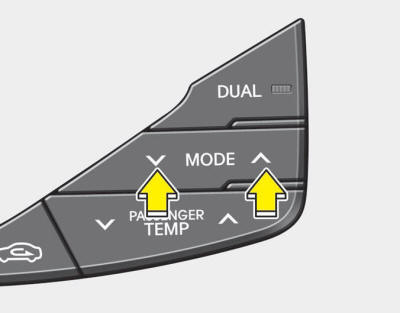 The mode selection switch controls the direction of the air flow through the