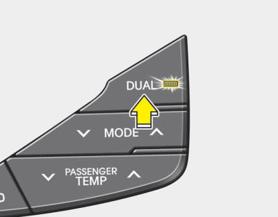 1. Press the DUAL button to operate the driver and passenger side temperature