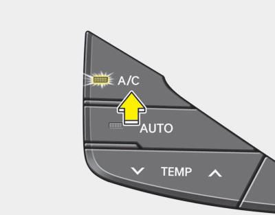 Press the A/C button to turn the air conditioning system on (indicator light