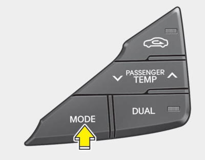 The mode selection switch controls the direction of the air flow through the