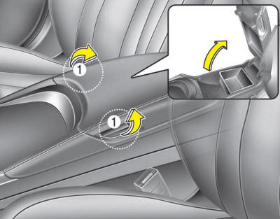 To open the center console storage, pull up the lever (1).