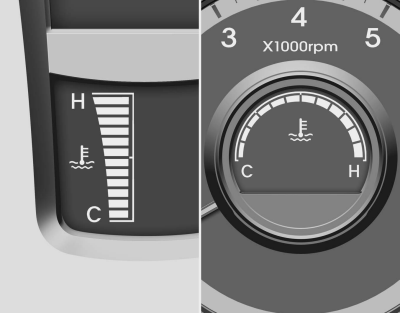 This gauge shows the temperature of the engine coolant when the ignition switch