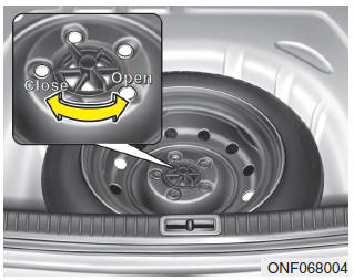 Turn the tire hold-down wing bolt counterclockwise.