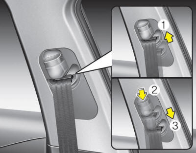 You can adjust the height of the shoulder belt anchor to one of the 4 positions