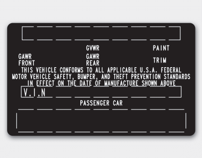 The certification label is located on the driver's door sill at the center pillar.